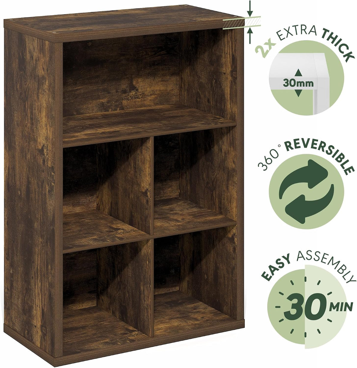 Cubicle 5-Cube Book Shelf, Cube Storage Organizer, Amber Oak