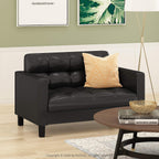 BRIVE 2-Seater Loveseat Sofa, 54" Wide, Black Faux Leather