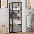 Turn-N-Tube Toolless Assembly 5-Tier Closet Shelf, Walnut