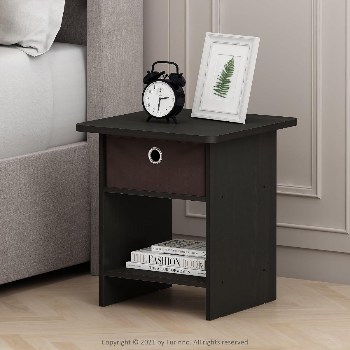DARIO Square Side Table, End Table, Espresso