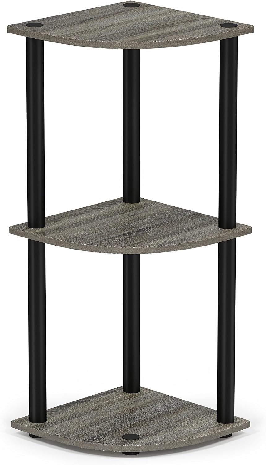 TURN-N-TUBE Corner Shelf, 3-Tier Corner Bookshelf, Display Storage Shelves with Open Shelves, for Organization and Storage, Living Room, Home Office, Garage, French Oak
