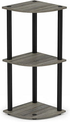 TURN-N-TUBE Corner Shelf, 3-Tier Corner Bookshelf, Display Storage Shelves with Open Shelves, for Organization and Storage, Living Room, Home Office, Garage, French Oak