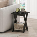 SIMPLE DESIGN Set of 2 Side Table, 2-Tier End Table, French Oak