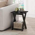 SIMPLE DESIGN Set of 2 Side Table, 2-Tier End Table, French Oak