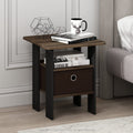 Andrey 3-Tier Square Side Table with Storage Bin, Light Oak