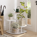 Celuka 3-Tier Indoor Outdoor Plant Stand Plant Shelf Corner Display Rack for Multiple Plants, White/Virgin White