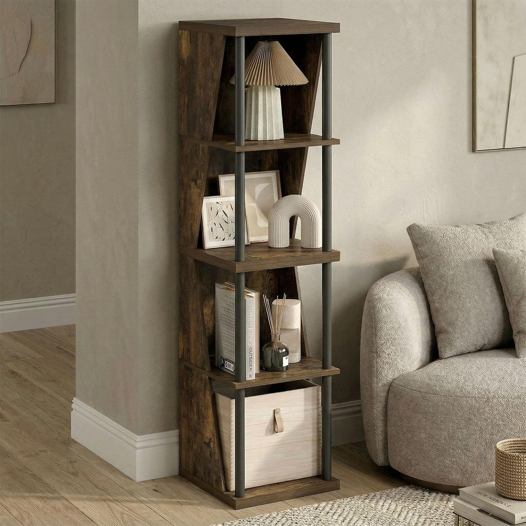 Flexi Book Shelf, 4-Cube Bookshelf, Standing Bookcase, White