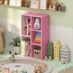 LUDER 5-Cube Book Shelf, Kids Bookshelf, Toy Storage, White/Pink