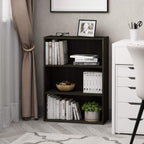 PASIR Book Shelf, 3-Tier Bookshelf, Storage Shelves Bookcase, 9.7 x 23.7 x 31.5, for Living Room, Bedroom, Home Office, Dark Espresso