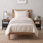TIDUR Set of 2 Night Stand with Storage Bin, Amber Pine