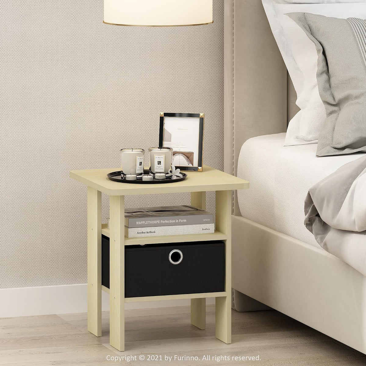 ANDREY Square Side Table, End Table, Night Stand, Steam Beech