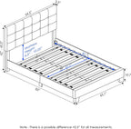 Laval Button Tufted Headboard Bed Frame, Queen Size, Stone