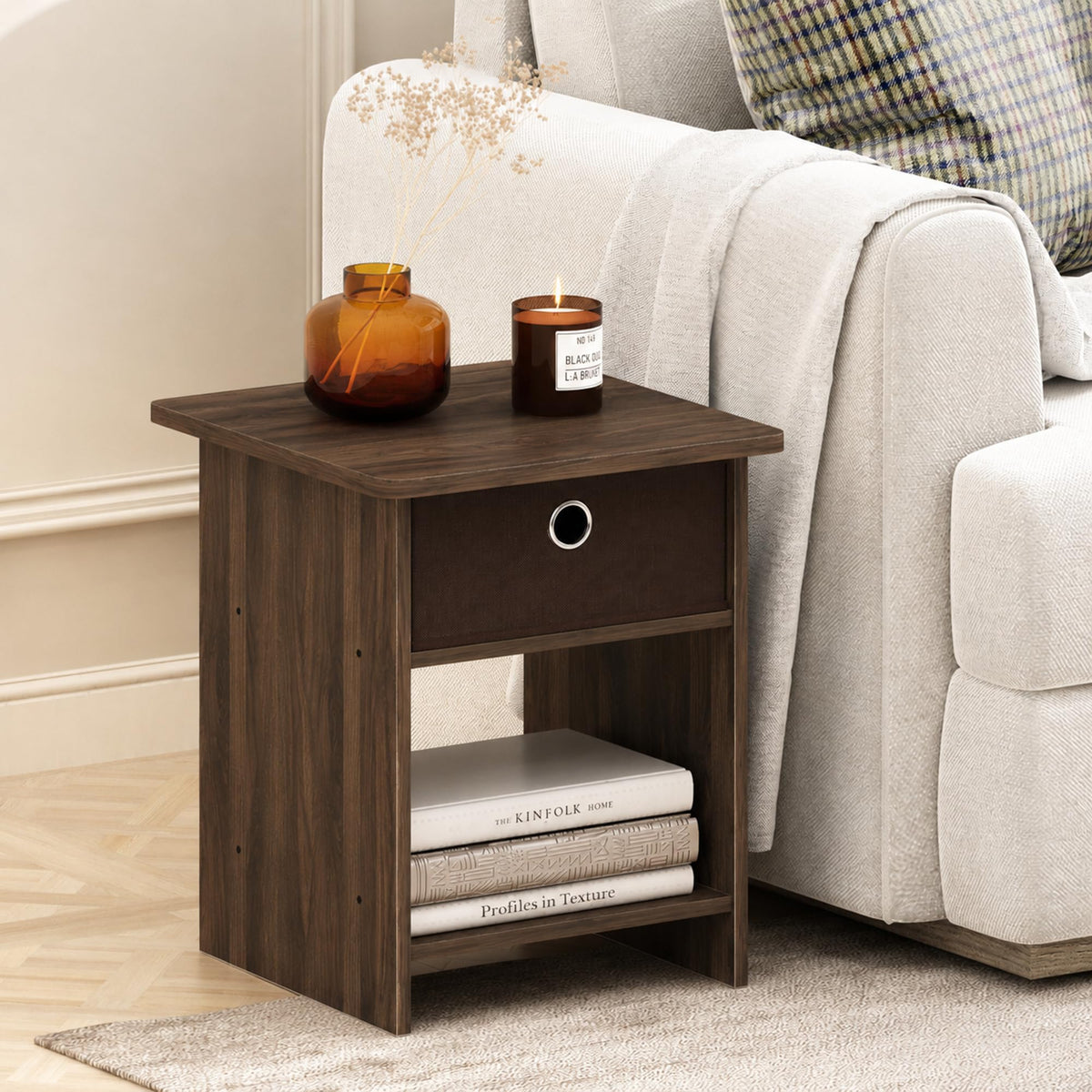 Andrey 2-Tier Side Table Set of 2, Open Shelf, Grey Oak
