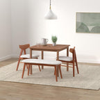 FG18006 Hardwood Patio Furniture Square Table with Umbrella Hole, Natural, 35.4"D x 35.4"W x 29.2"H