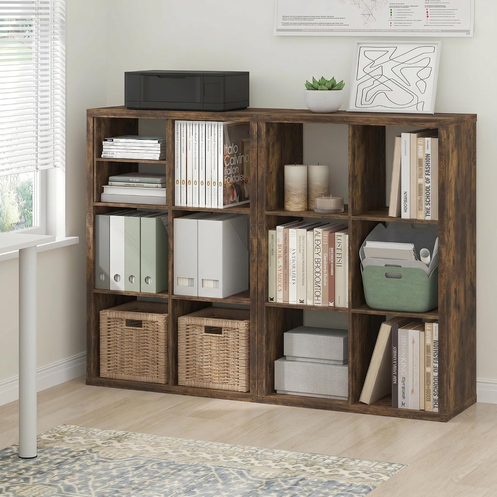 Cubicle Book Shelf Set of 2, 6-Cube Bookshelf, Amber Pine