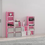 LUDER 2-Tier Book Shelf, Open Shelves Bookshelf, Pink/White