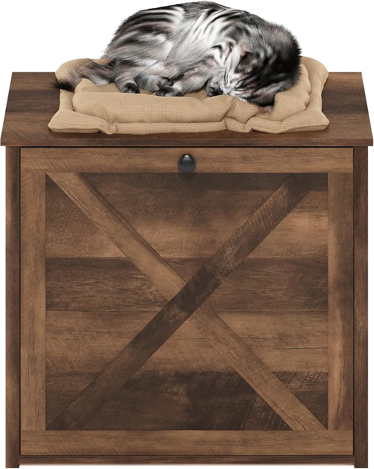 Peli Small Cat Litter Box Enclosure with Single Door, Rustic Brown