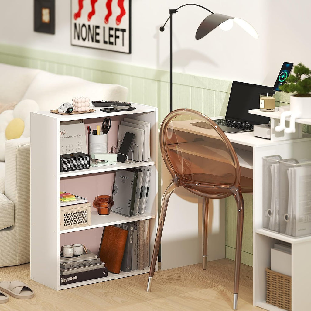 PASIR 3-Tier Book Shelf, White/Pastel Pink