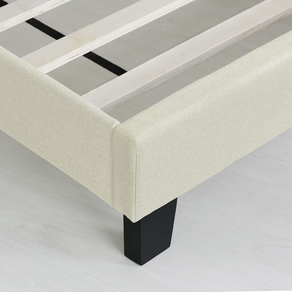 Laval Button Tufted Upholstered Platform Bed Frame, Queen, Linen