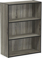 PASIR Book Shelf, 3-Tier Bookshelf, Storage Shelves Bookcase, 9.7 x 23.7 x 31.5, for Living Room, Bedroom, Home Office, French Oak