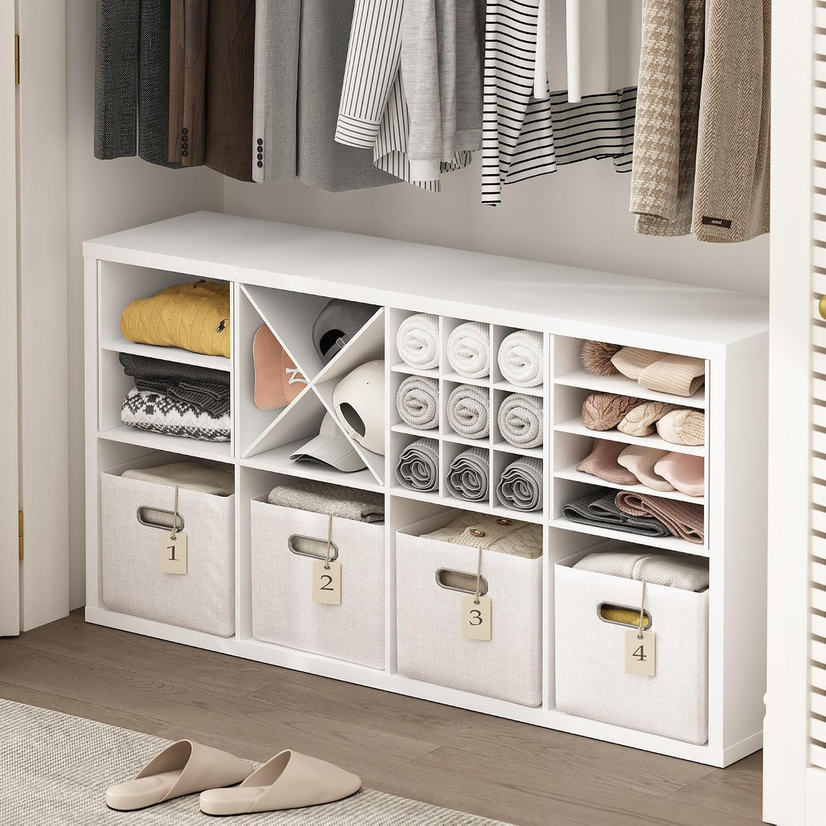 Cubicle Cube Insert, H-Shelf Cube Organizer, Fits into Extra Thick Cubes, for Organizers and Storage, White (Does not fit IKEA Kallax Shelving)