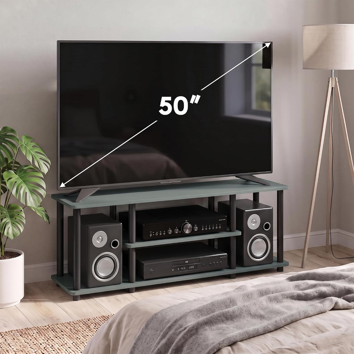 Turn-N-Tube 3-Tier Toolless Assembly TV Stand, Sage Green
