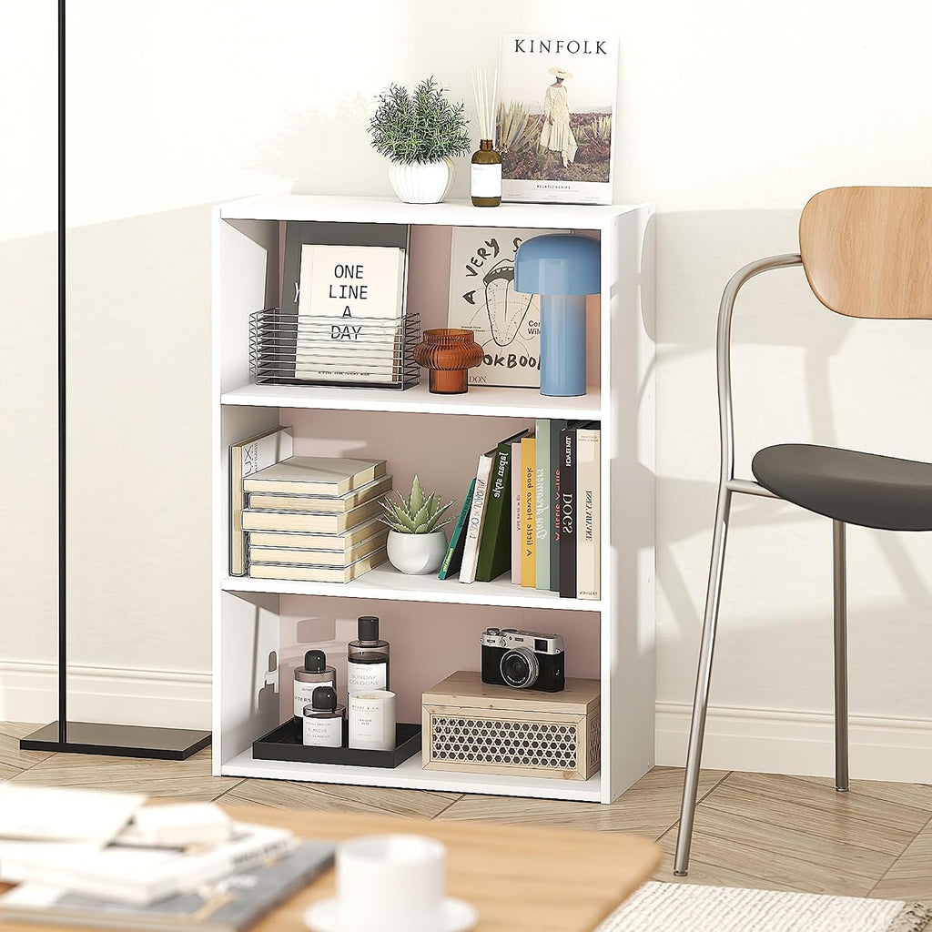 PASIR 3-Tier Book Shelf, White/Pastel Pink