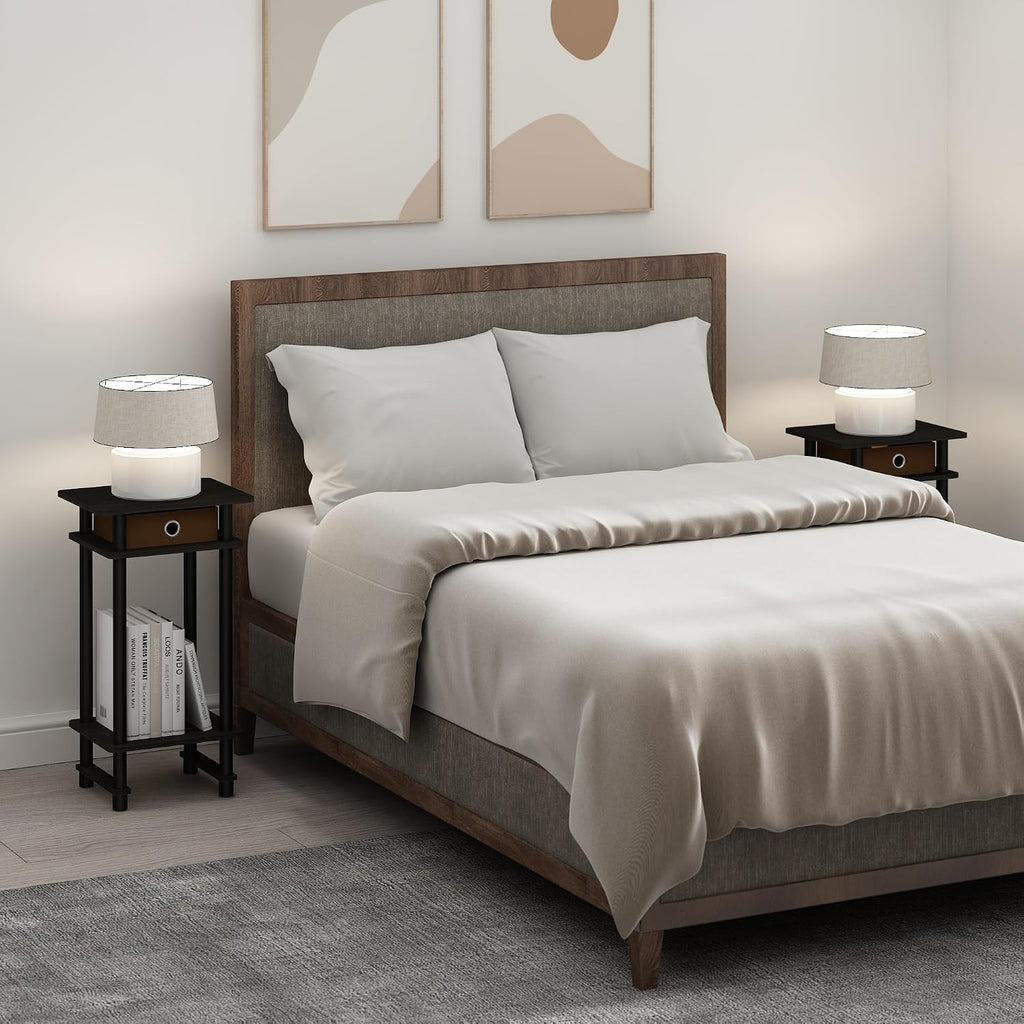 Turn-N-Tube Tall Nightstand with Bin, 1-Pack, Plastic Poles, Espresso/Brown