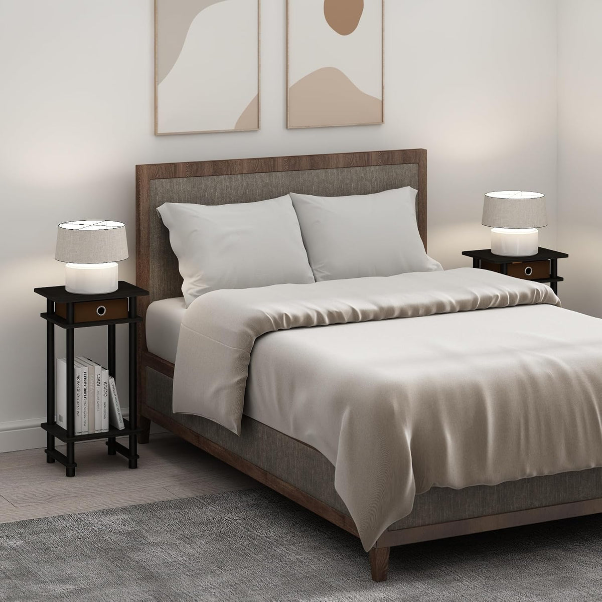 Turn-N-Tube Tall Nightstand with Bin, 1-Pack, Plastic Poles, Espresso/Brown