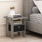Andrey 2-Tier Side Table Set of 2, Open Shelf, Grey Oak