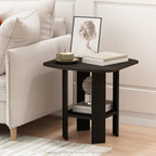 SIMPLE DESIGN Side Table, 2-Tier Modern End Table with Soft Edges, Open Shelves Night Stand, Bedside Table, for Living Room, Bedroom, Espresso