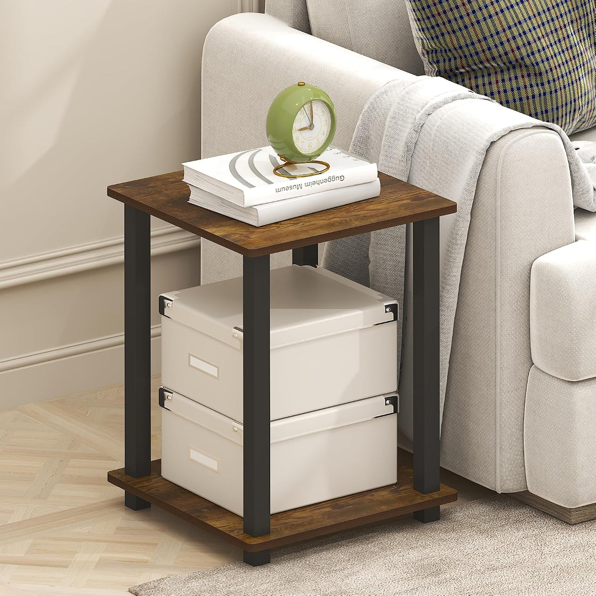 Simplistic Side Table Set of 2, End Table, Night Stand, Nightstand, Bedside Table, for Living Room, Bedroom, Grey Oak