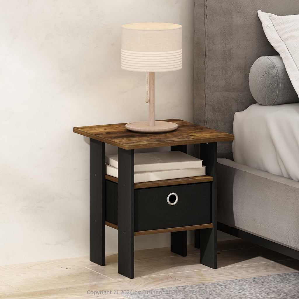 Turn-N-Tube Tall Nightstand with Bin, 1-Pack, Plastic Poles, Espresso/Brown