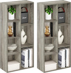 LUDER Set of 2 Book Shelf, 7-Cube, French Oak