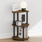 Turn-N-Tube Night Stand, 3-Tier Oval Nightstand, Half Round Top Panel Bedside Table, Side Table, End Table with Open Shelf, for Bedroom, Living Room, Amber Pine