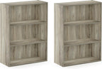 PASIR Set of 2 3-Tier Book Shelf, Sonoma Oak