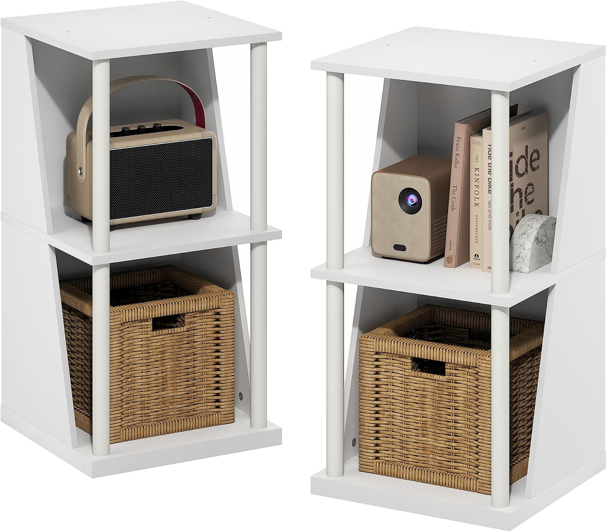 Flexi Book Shelf, 4-Cube Bookshelf, Standing Bookcase, White