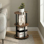 Turn-N-Tube Side Table, 3-Tier Round End Table, Amber Oak