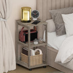 Romain Nightstand, 2-Tier Tall Night Stand with Shelf, Open Frame Bedside Table, End Table, Side Table, Easy Assembly, for Bedroom, Closet, Dorm, Espresso