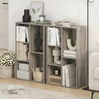 LUDER Set of 2 Book Shelf, 5-Cube, French Oak