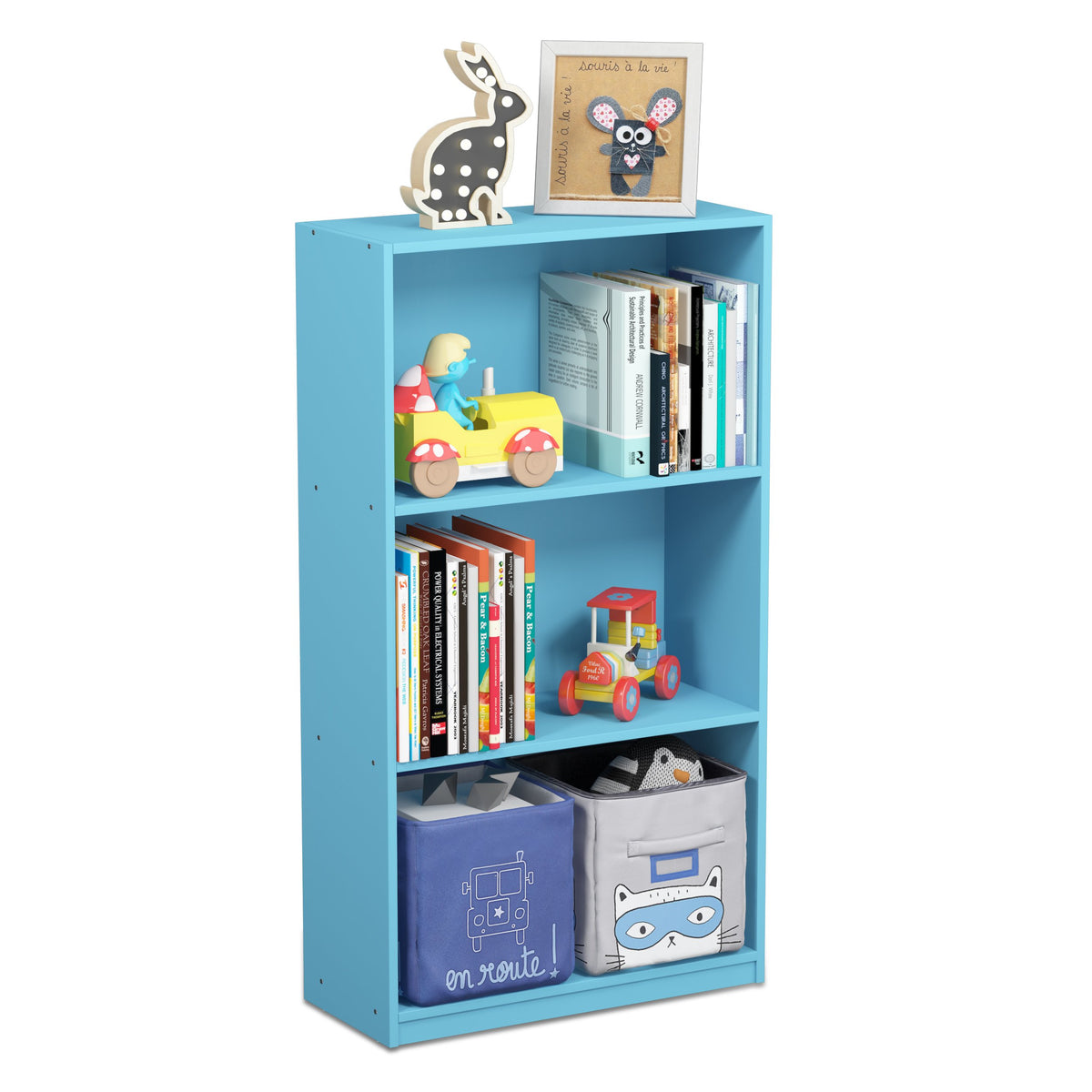 Basic 3-Tier Book Shelf with Open Shelves, Dark Walnut