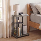 Turn-N-Tube 3-Tier C-Shape Night Stand, French Oak/Black