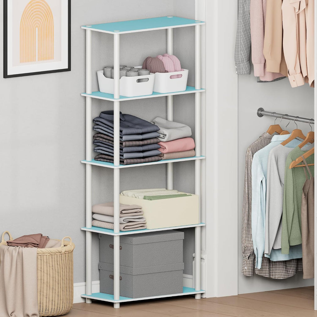 Turn-N-Tube Toolless Assembly 5-Tier Closet Shelf, Light Blue