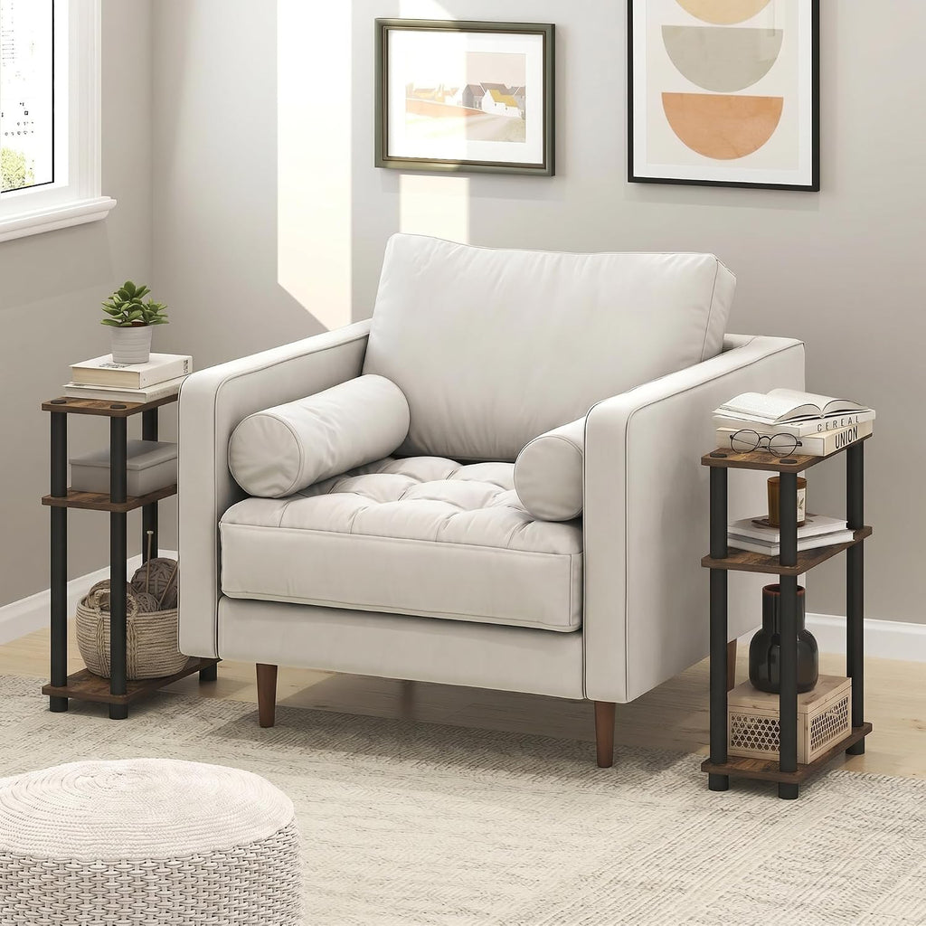 TURN-N-TUBE Set of 2 Narrow 3-Tier Side Tables, Amber Pine