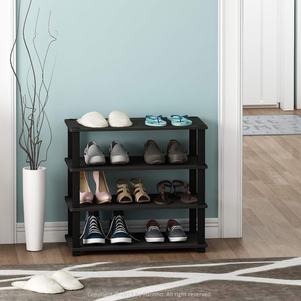 Turn-S-Tube Toolless 4-Tier Shoe Rack, Shoe Organizer, Espresso
