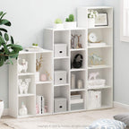LUDER Book Shelf, 5-Cube Bookshelf, Reversible Bookcase, 9.4 x 19.5 x 31.5, Easy Assembly, for Living Room, Bedroom, Home Office, White
