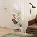 Tree Book Shelf, 7-Tier Bookshelf, Tree Bookcase with Bottom Shelf, 8.4 x 16.9 x 46.2, for Living Room, Bedroom, Home Office, White