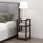 JUST Set of 2 Toolless 3-Tier Night Stand, Columbia Walnut