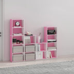LUDER 3-Tier Book Shelf, Open Shelves Bookshelf, Pink/White
