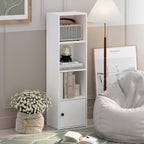 Luder Shelf Bookcase with 1 Door Storage Cabinet, White